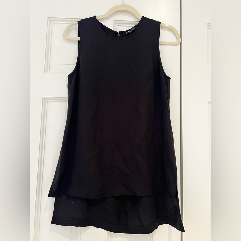 Theory Black Silk Sleeveless Blouse